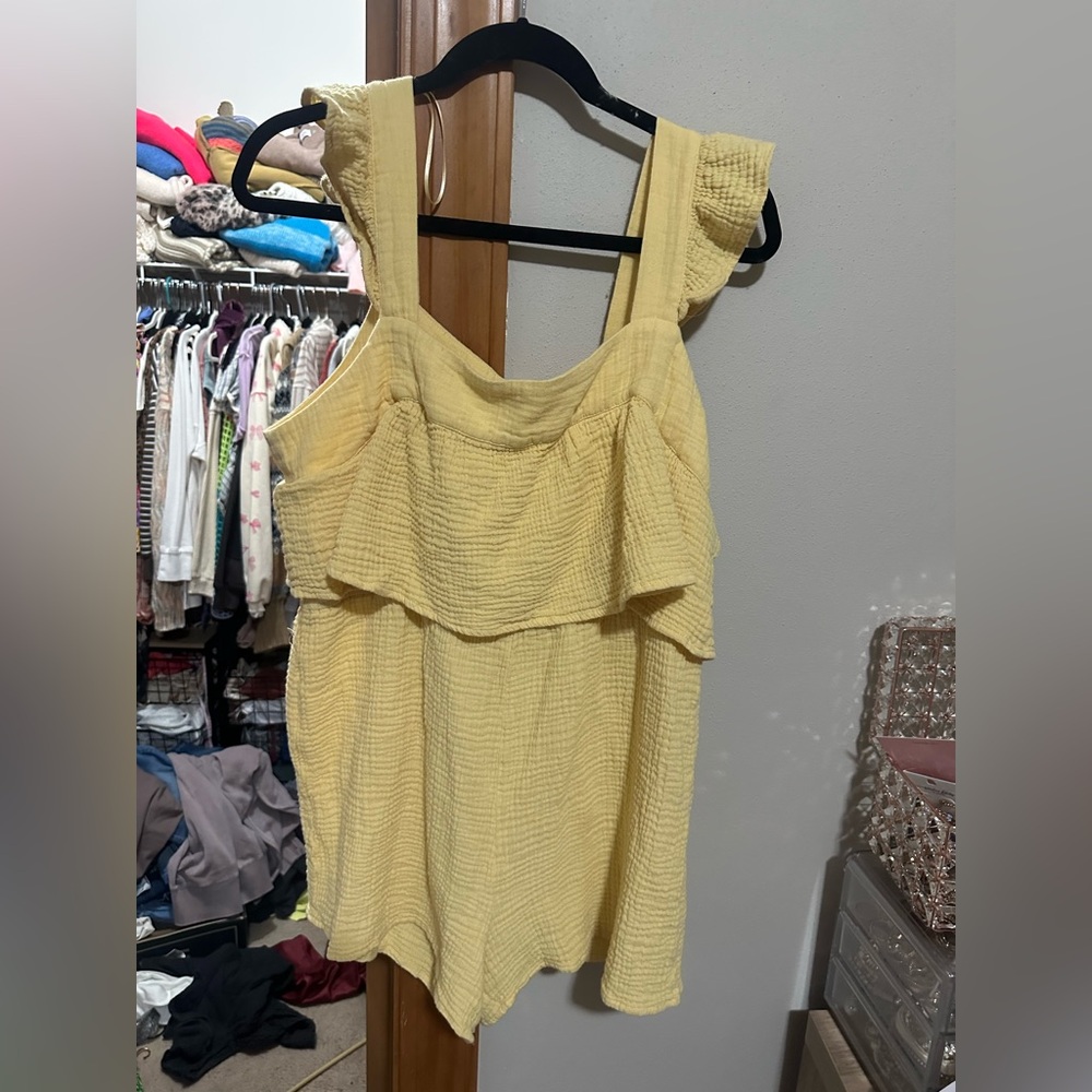 Heyson Yellow Ruffled Sleeveless Summer romper